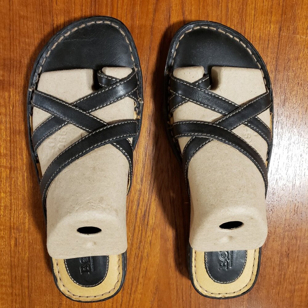 Born leather slide sandals black size 8
